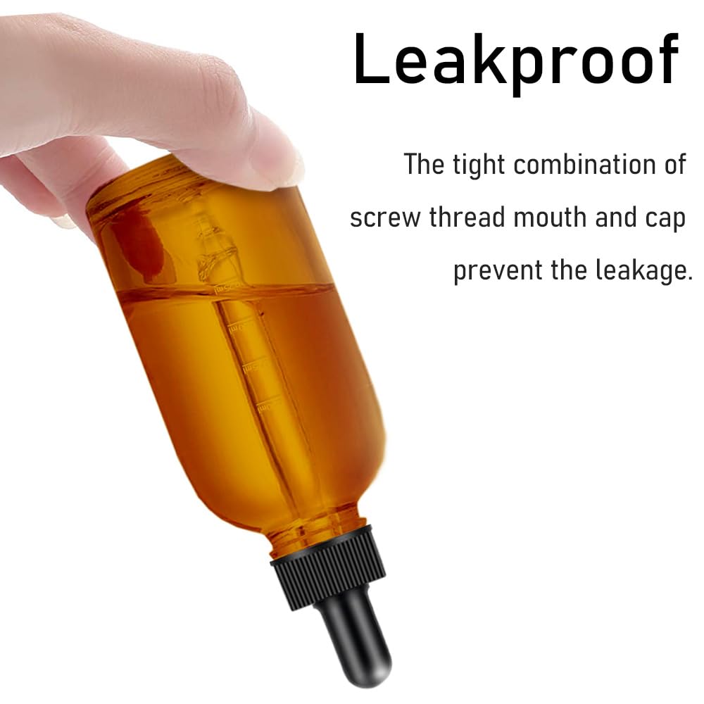Bumobum Lot de 48 flacons compte-gouttes en verre ambré foncé de 118 ml avec compte-gouttes mesuré pour huiles essentielles avec entonnoir, étiquettes et pipette, flacon de teinture (compte-gouttes en