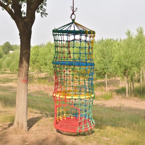 BERADNET Climbing Rope Ladder for Kids Round Saucer Tree Swing Rock Climbing for Children Balance and Coordination Training Climbing Net for Indoor or Outdoor