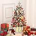 GarveeHome 3 ft Mini Christmas Tree, 2 Set Pre-Lit Artificial Tree with 78 Warm White Lights, Tabletop Christmas Tree with Timer Function, Snow Flocked Xmas Tree with Elk Base, Battery Operated