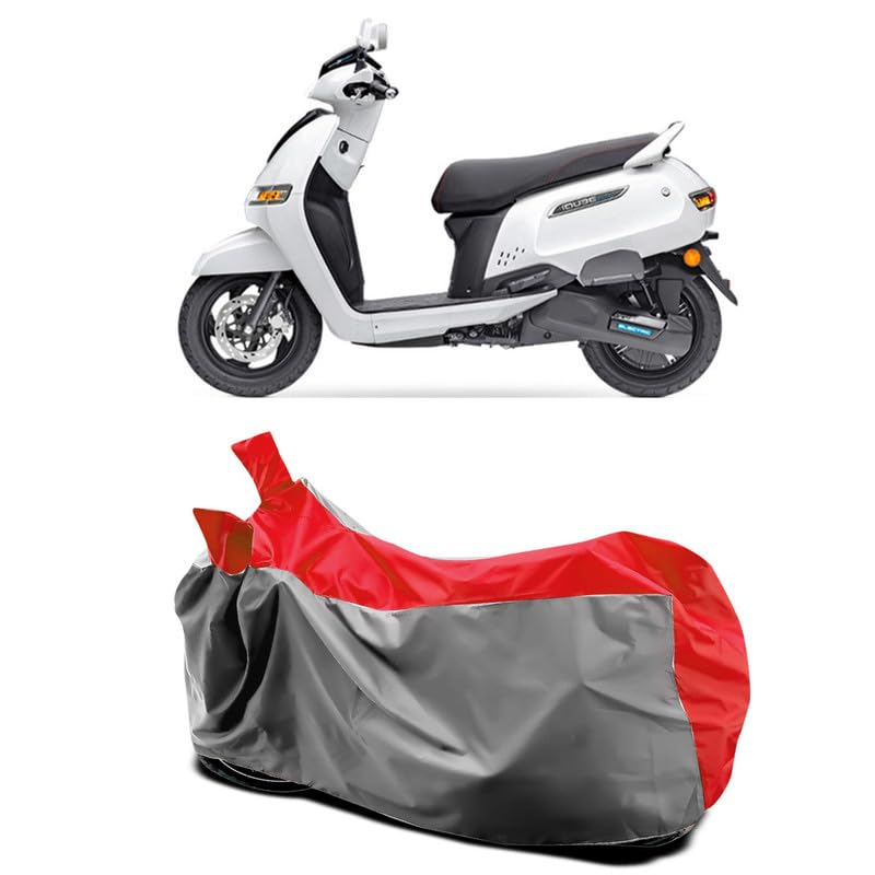 Image of DUFFEL-Two Wheeler Bike Body Cover Compatible for Tvs Iqube Electric Heat Protectio /UV-Rays /Birds Dropping /DustProof /Waterproof All Variants [Gray Red]