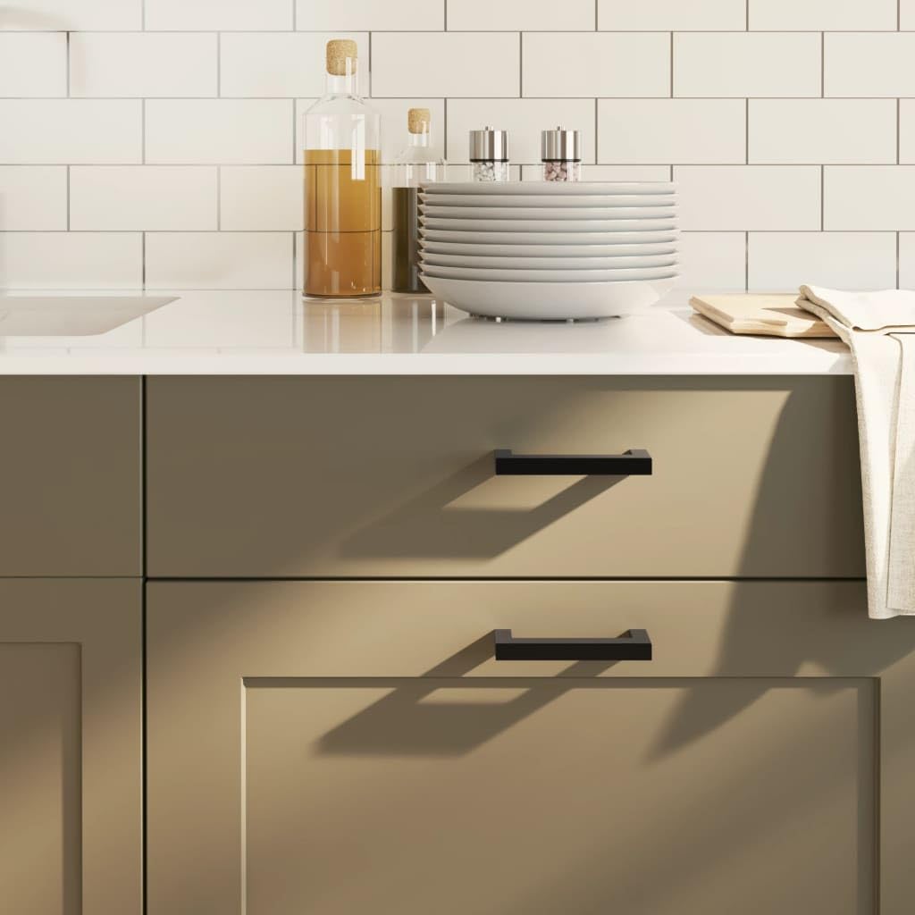 Möbelgriffe Schwarz Edelstahl 20 Stück 96 mm Lochabstand Schrankgriffe Türgriffe für Schublade Küche Kommode Bad Büro mit zuschneidbaren Schrauben modernes Design