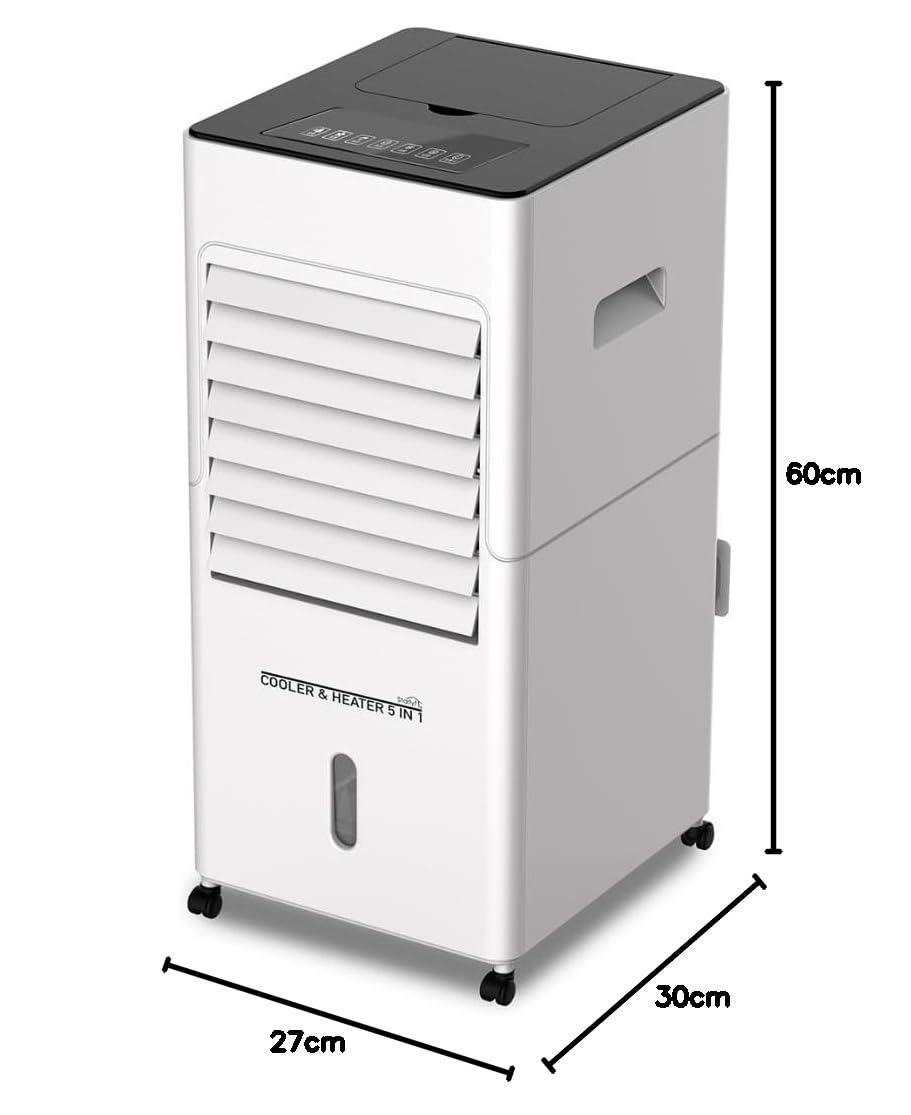 STARLYF Air Cooler Fan 5-in-1 – Luftkühler, Heizlüfter, Luftbefeuchter & Luftreiniger – 6L Wassertank – 2000W Heizung – Tragbar mit Fernbedienung & Timer