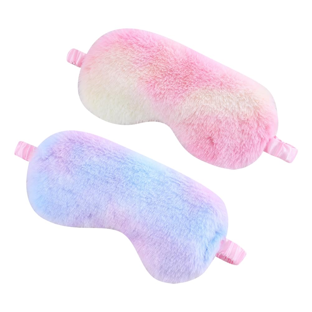 UUYYEO 2 Pcs Plush Sleep Eye Masks Sleeping Eye Covers Soft Eye Blindfolds Cute Eye Shades Children Eye
