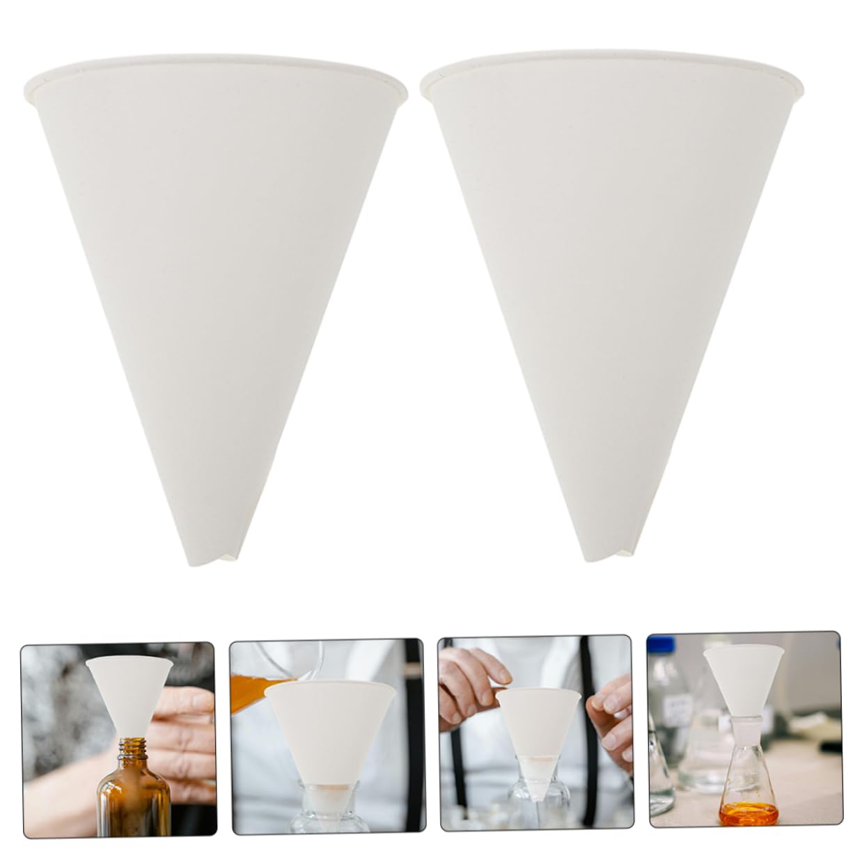 Cabilock 120 Piezas Embudo de Aceite de Motor para Coche Juego de Unidades Embudos de Papel para Gasolina y Aceite y Llenado de Líquidos Taller o Cocina