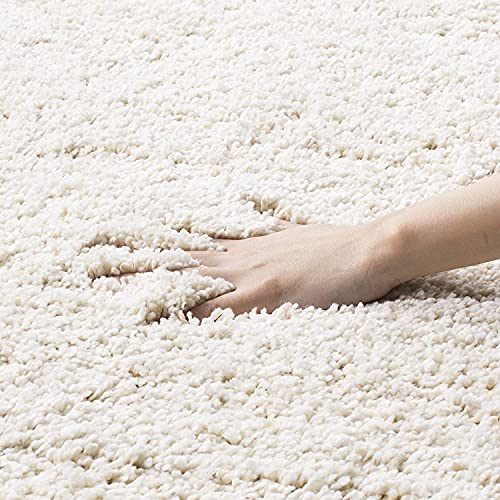 Image of Shaggy Carpets and Rugs for Hall and Drawing Room 8x8 Round Cream Color