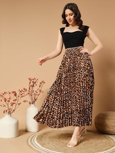 Image of KZULLY | Floral Printed Maxi Skirt | Comfortable Elastic Waist | Stylish Morden and Comfortable Looking | Fashionable and Modern Look Perfect for Any Event| Polyester, Crepe| for Women
