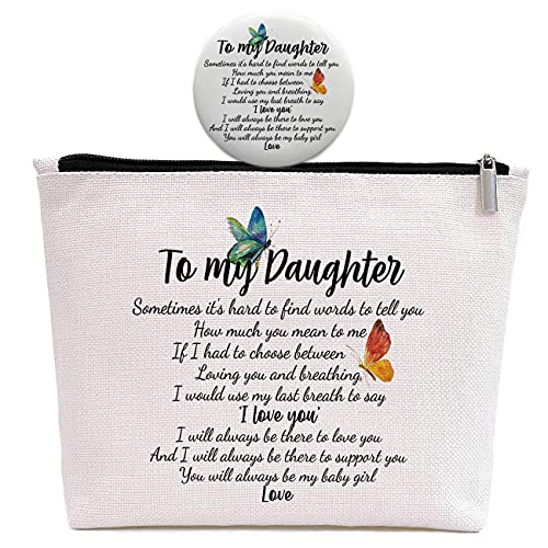 Ringshine Daughter Gifts from Mom, Daughter Sweet Girl Birthday Gift, Daughter In Law Christmas Gift, Graduation Gifts for Her, To My Daughter-I Love You, Makeup Bag, Y122
