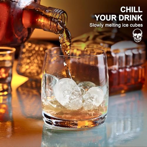 Image of Skull Shape Ice Cube Tray with Funnel | Silicone Ice Cube Mold | Freezer Ice Maker for Cocktails, Whiskey, Bourbon, Juice | Baking Cup Cakes | Perfect for Home,Restaurants & Bar