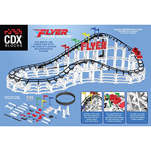 Cdx Blocks: Flyer - 539 Pieces, Building Brick Set, Gravity Powered Roller Coaster Model, Promotes Stem Learning #TOP2