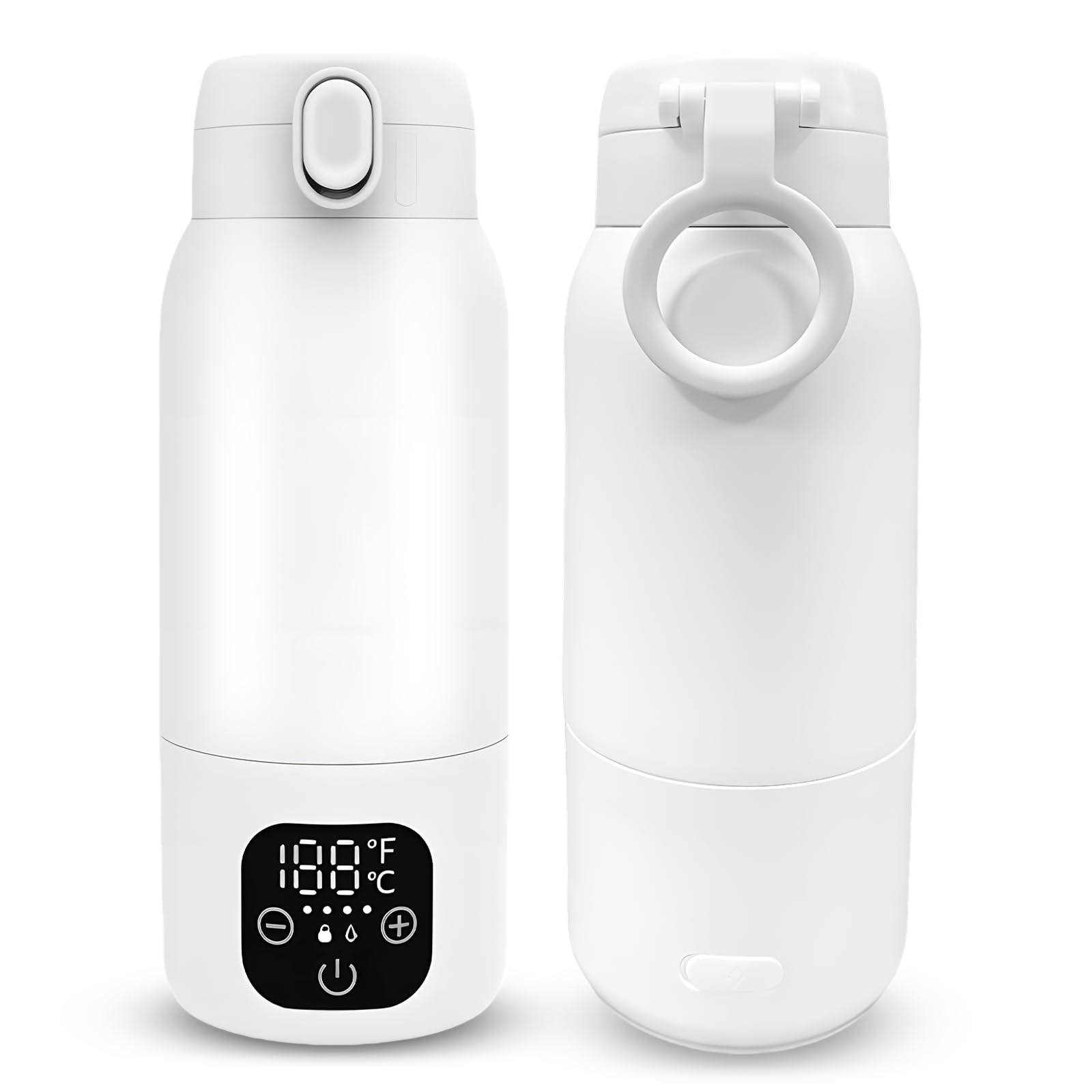 Tragbarer Flaschenwärmer Baby Unterwegs, Akku Thermoskanne 500ml, 35-70 °C Einstellbar, Mobiler Milchwärmer mit USB-C, 100W Schnelles Aufheizen