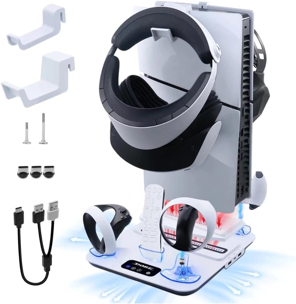 PONTO DO NERD, Base Cooler Ps5 Slim Suporte Carregamento 2 Controle E Vr2