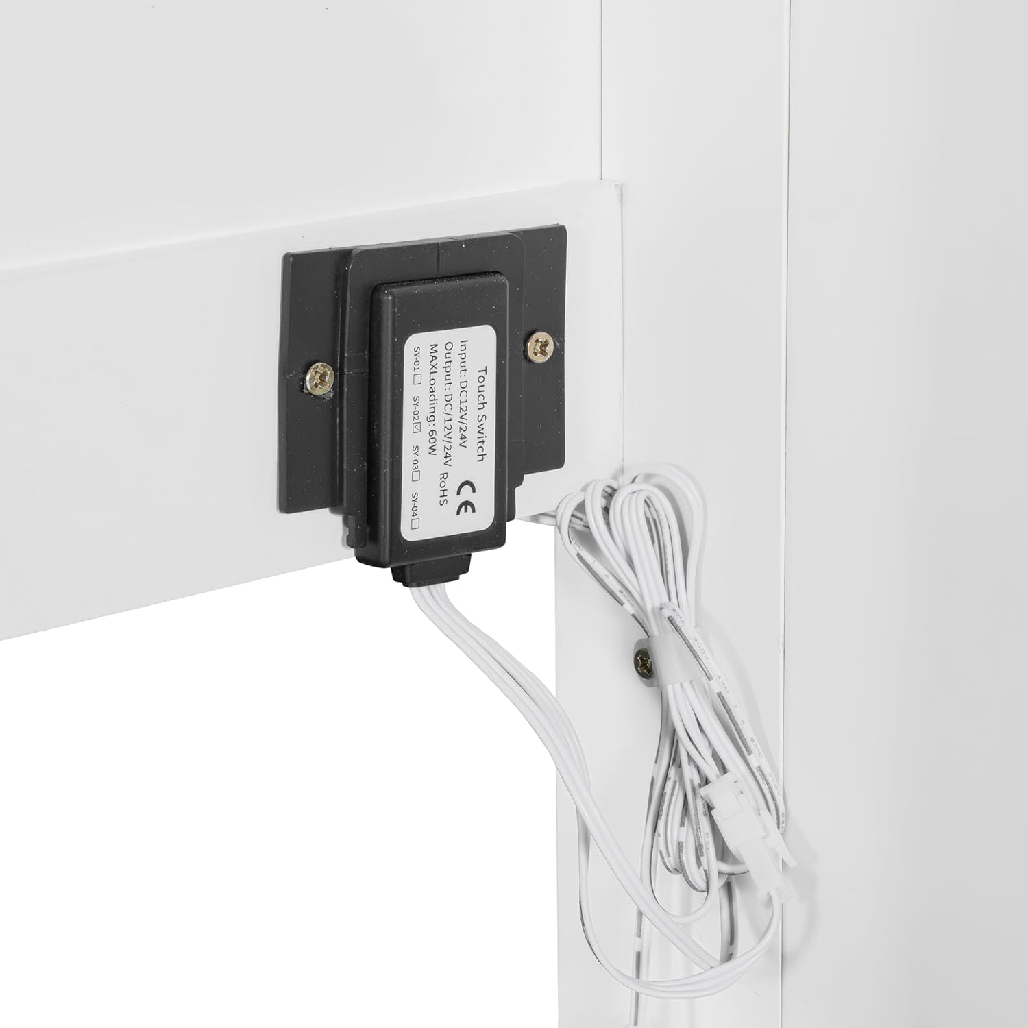 Virubi Queen Horizontal Fluted Murphy Bed with LED Lights,Wood Folding Hideaway Murphy Chest Bed for Adult Guest Room Living Room Bedroom (White)