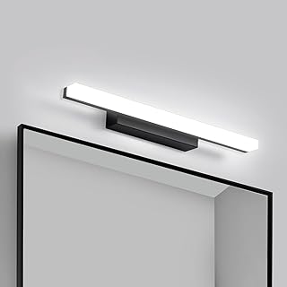 Yafido LED Spiegelleuchte Badleuchte Schwarz 40CM Badlampe Spiegellampe Kaltweiß Badezimmer Lampe Wandleuchte 230V 9W 6000K Schrankleuchte 800Lumen Nicht-Dimmbar