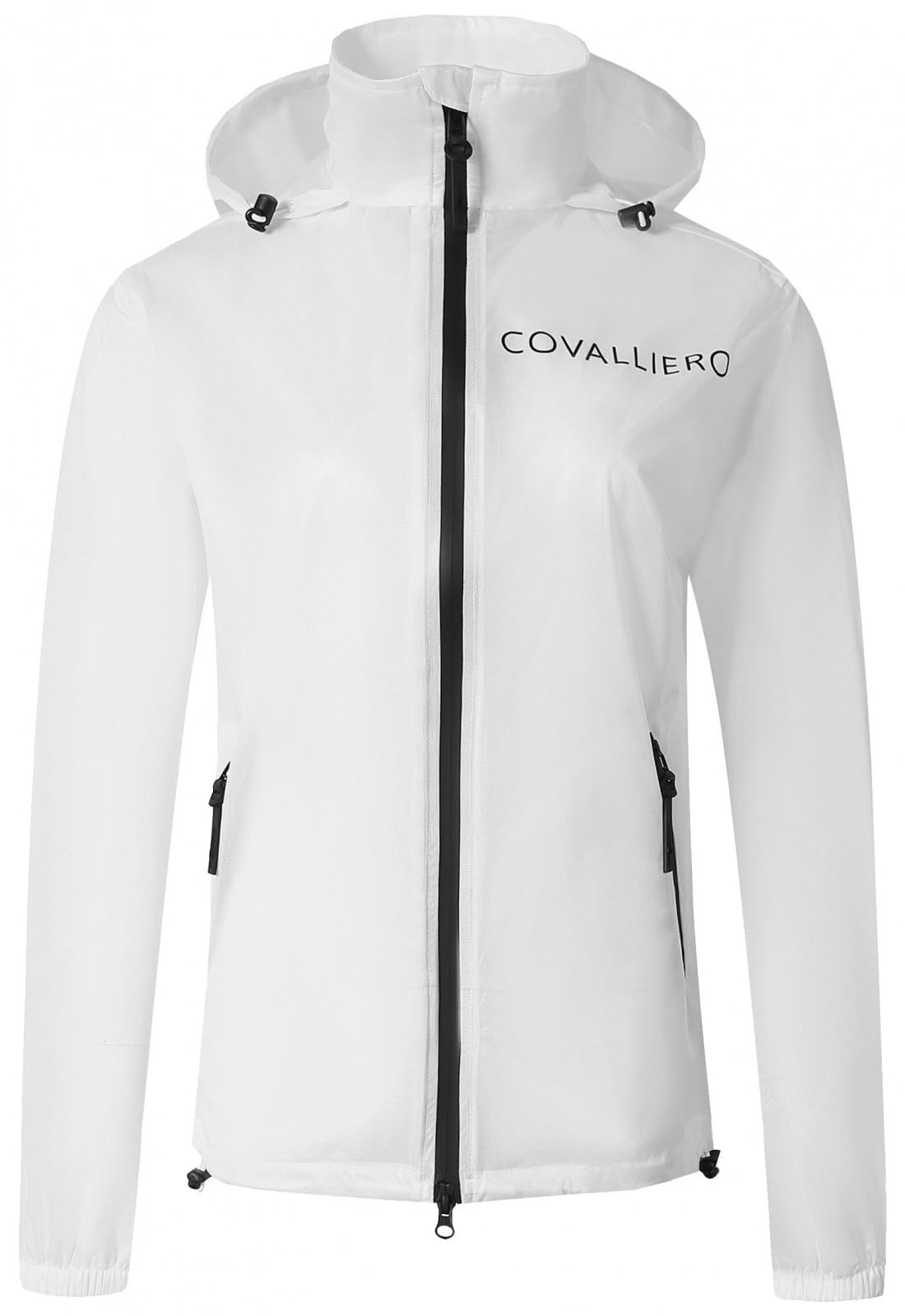 Covalliero - Damen Regenjacke ClearView – Regencape mit verstaubarer Kapuze & Reißverschluss – Wasserdicht & Atmungsaktiv – Sportjacke in Transparent/Durchsichtig – Mehrere Größen