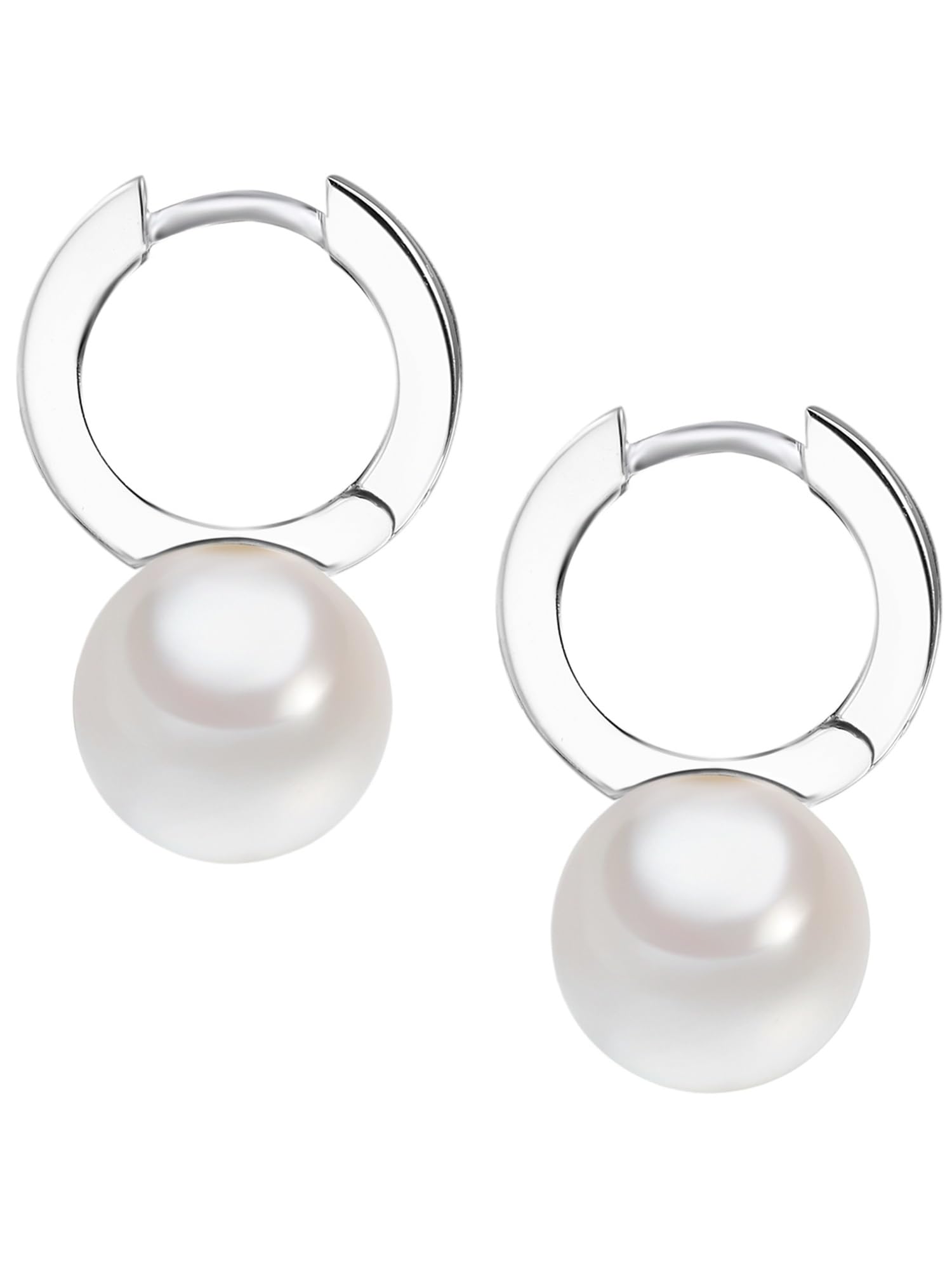 Orecchini a cerchio con clip da Donna in Argento Sterling 925 con Zirconia Perle organiche