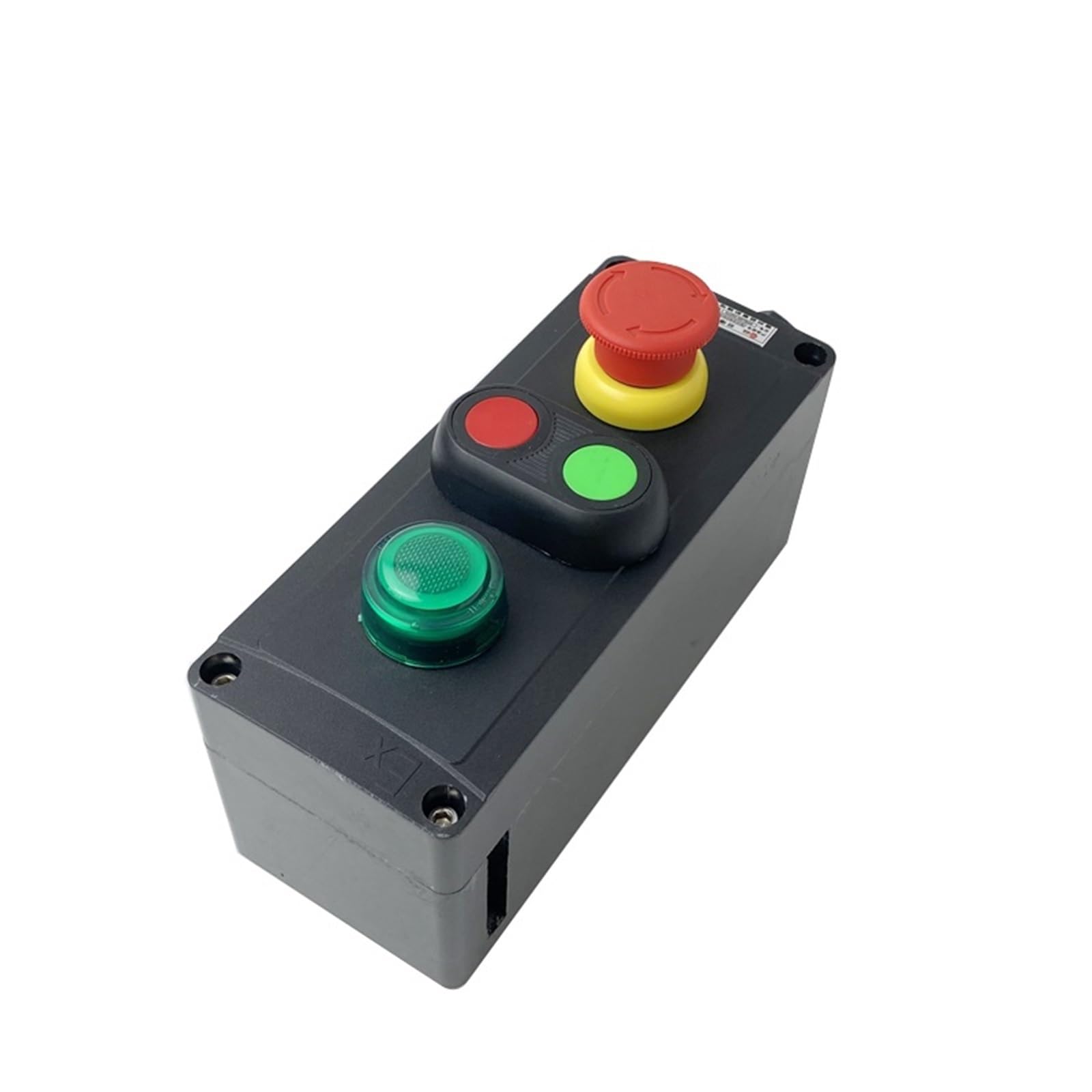 Caja de interruptor de botón pulsador de plástico grueso 3P, luz indicadora, parada de emergencia, contacto plateado, 1 Uds.