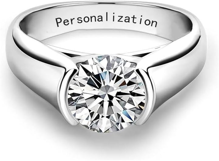 10k/14k/18k Gold Moissanite Engagement Ring for Men Brilliant Round cut,Wedding Anniversary Band Ring for Men Dad Father Jewelry(Size 4-16)