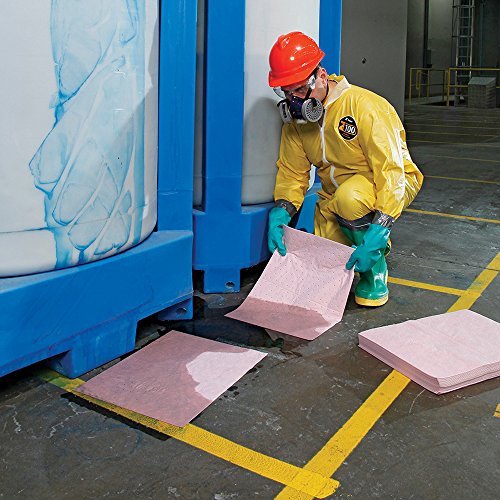 Image of PIG Hazmat Chemical Absorbent Mat Pads in Dispenser Box - 100 Pads per Box - 15 inch W x 20 inch L - Absorbs up to 28 oz. per Pad - MAT354