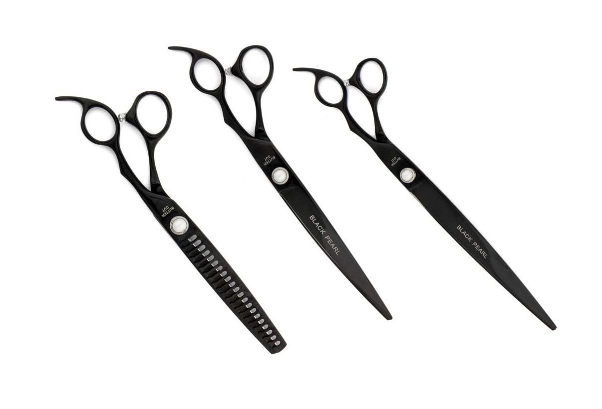 Geib Black Pearl Grooming Shears 3 Piece Professional Groomer Scissors Set