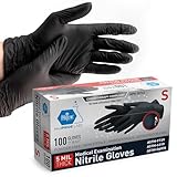 MED PRIDE Black Nitrile Gloves Large | Box of 100 Gloves | 5 Mil | Powder-Free, Latex-Free, Exam Grade | Tattoo, Mechanic, Food Prep, Cleaning, Healthcare, Chemotherapy Tested