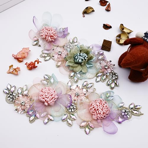 Dulllee Handmade Rhinestone Applique, Beaded Lace Patch Accessory For Dress Decoration thumb #5