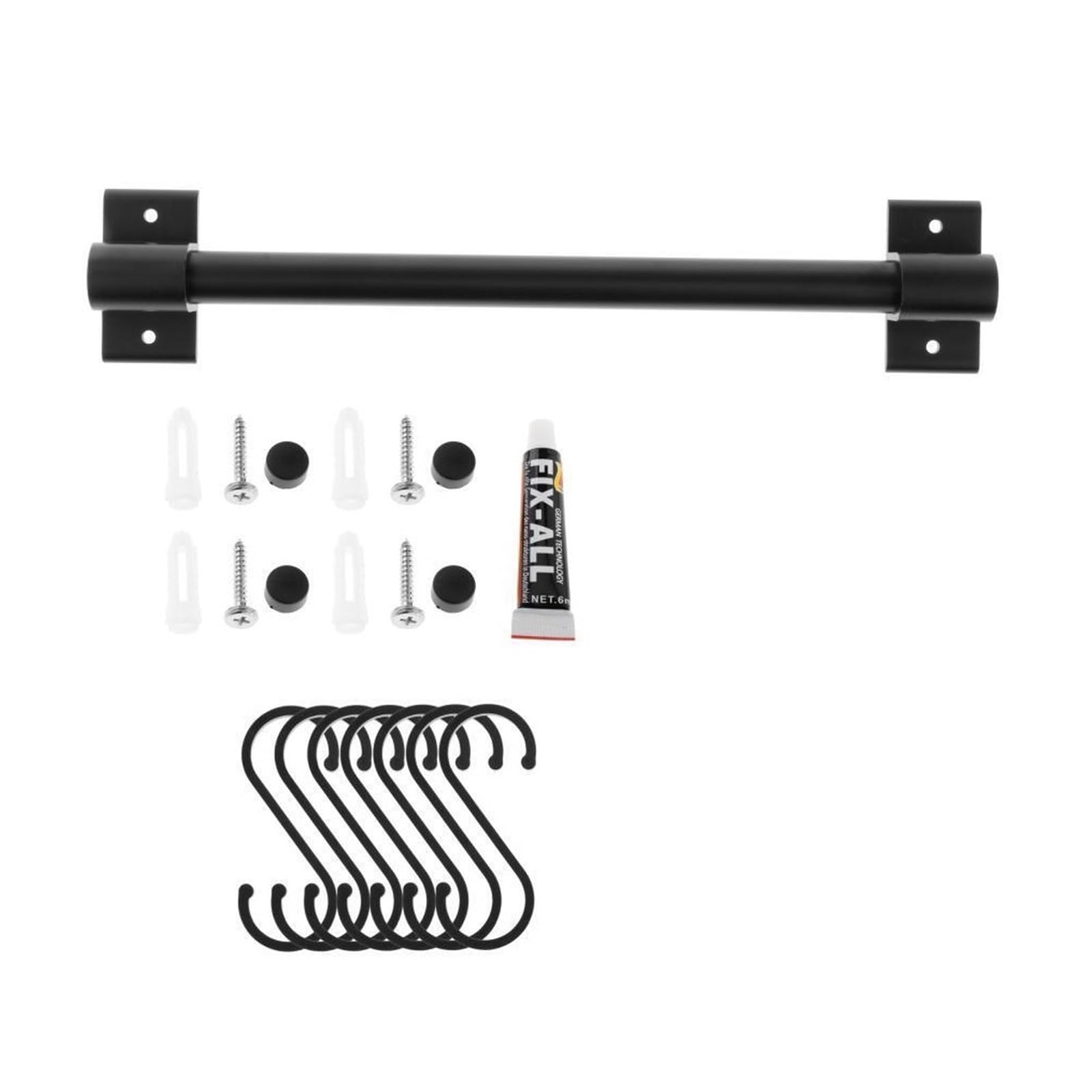 SparklWLeaf Wall-Mounted Kitchen Rails Kitchen Rail Rack with 1Hooks, Utensil Wall Mounted(7 Hooks 50cm)