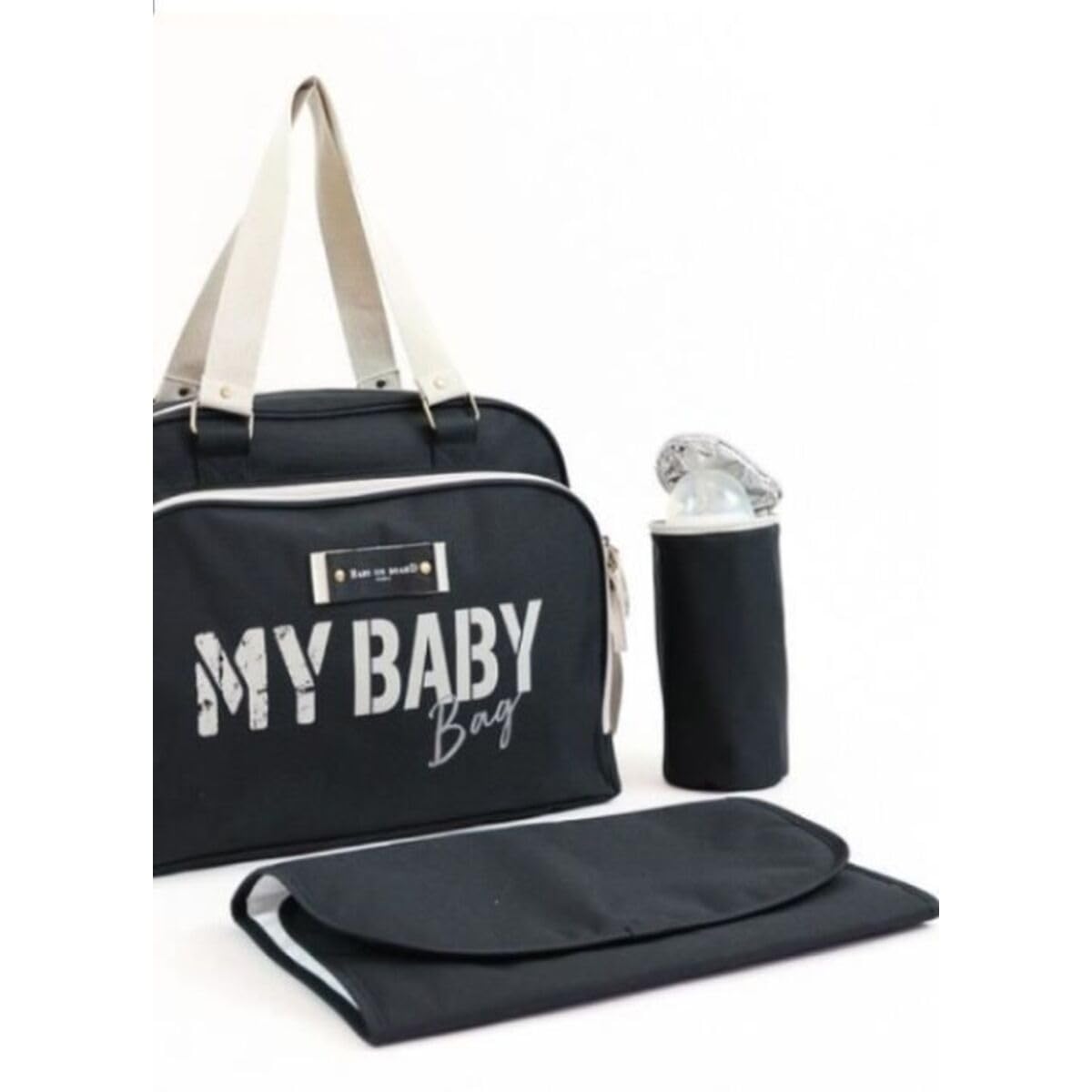 BABY ON BOARD Sac à langer Bandoulière - Sac maternité Bébé, Grande capacité - Simply (Noir)
