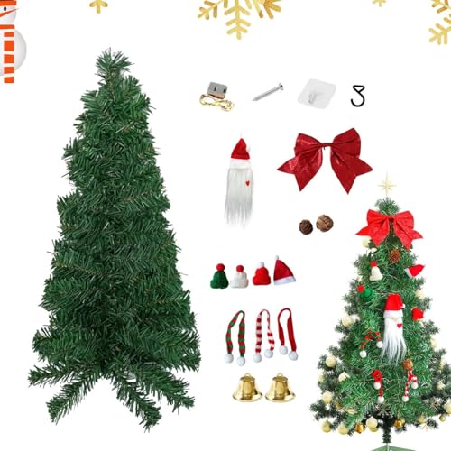 Corona de Navidad grande | Decoración del hogar iluminada boca abajo – Colgadores de pared de árbol de Navidad artificial iluminados – para sala de estar al aire libre, dormitorio, granja, chimenea