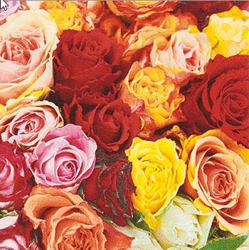 20 Servietten Prächtige Rosenvielfalt – 33x33 Cm, Bunte Blumenmuster, Für Tischdeko & Feiern