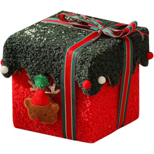 クリスマス ギフトボックス 紙箱 12cmx12cm フランネル ふわふわ リボン お菓子 ラッピング 包装 パーティー クリスマスプレゼント