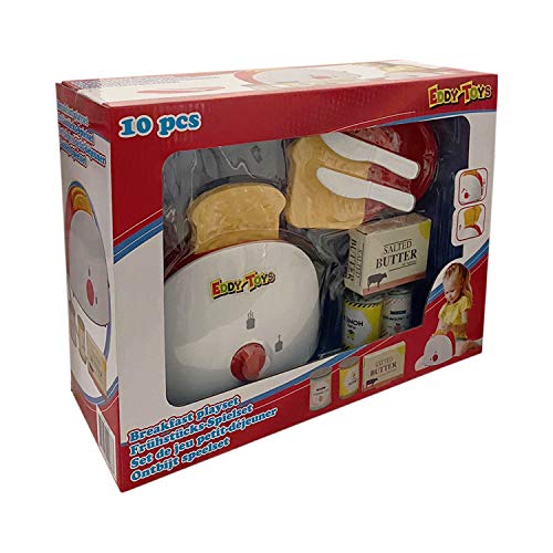 Mojawo 10tlg Set Kinder Frühstücks Spiel Spielküche Zubehör Spielzeugküchengeräte Rollenspiel Küche Toaster – Bild 3