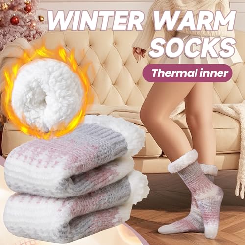 Womens Fuzzy Slipper Grips Socks Fluffy Winter Warm Fleece Lining Non Slip Thick Thermal Cozy Plush Socks2