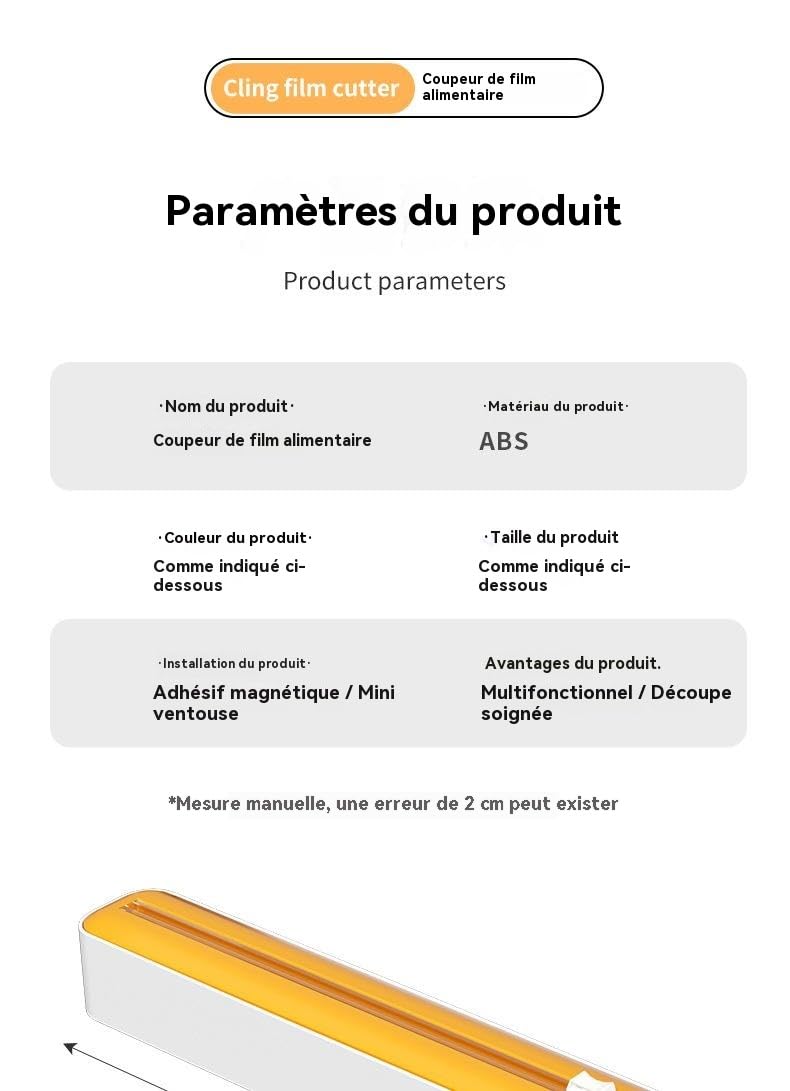 Distributeur de film alimentaire, boîte de rangement avec coupe-film alimentaire, distributeur de papier aluminium et film alimentaire avec coupe-film, pour la cuisine (3 pcs)