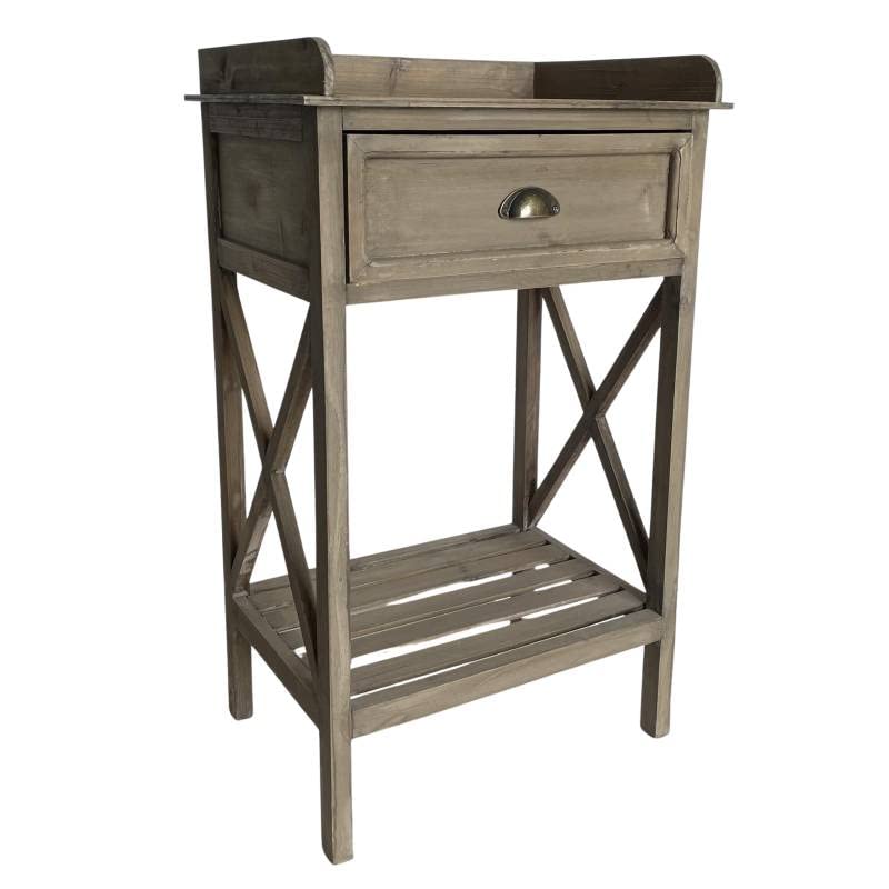 L'Héritier Du Temps Meuble en Bois Façon Table de Rempotage Meuble de Cuisine Console en Pin Vieilli Patiné 39x54x90cm