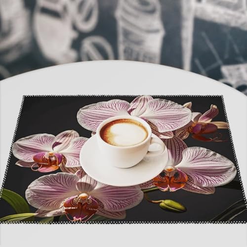 Sets de table rectangulaires déco orchidées pour repas de salle à manger - 8
