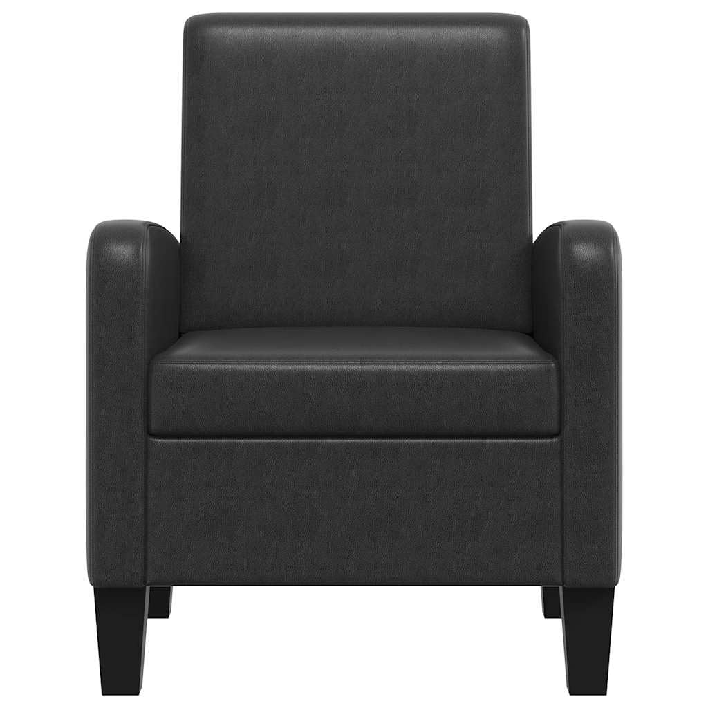 Sillón ergonómico de piel sintética en color negro, acolchado suave con marco de madera de pino, ideal para salones y salones, carga máxima de 110 kg.