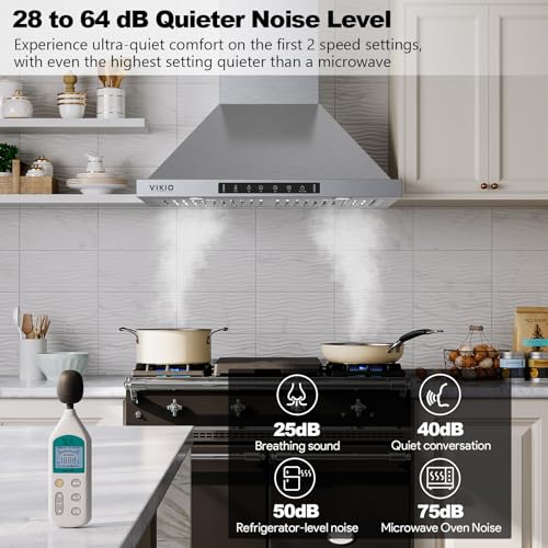 image for VIKIO HOME Wall Mount Range Hood 30 inch,Kitchen Vent Hoods 980 CFM Du