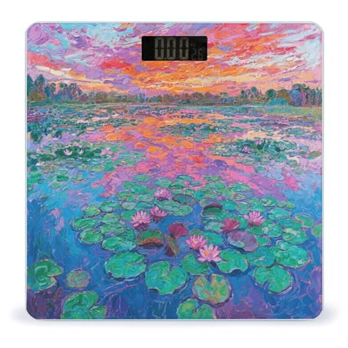 Báscula de baño digital Monet Waterlily con vidrio templado miniatura 1
