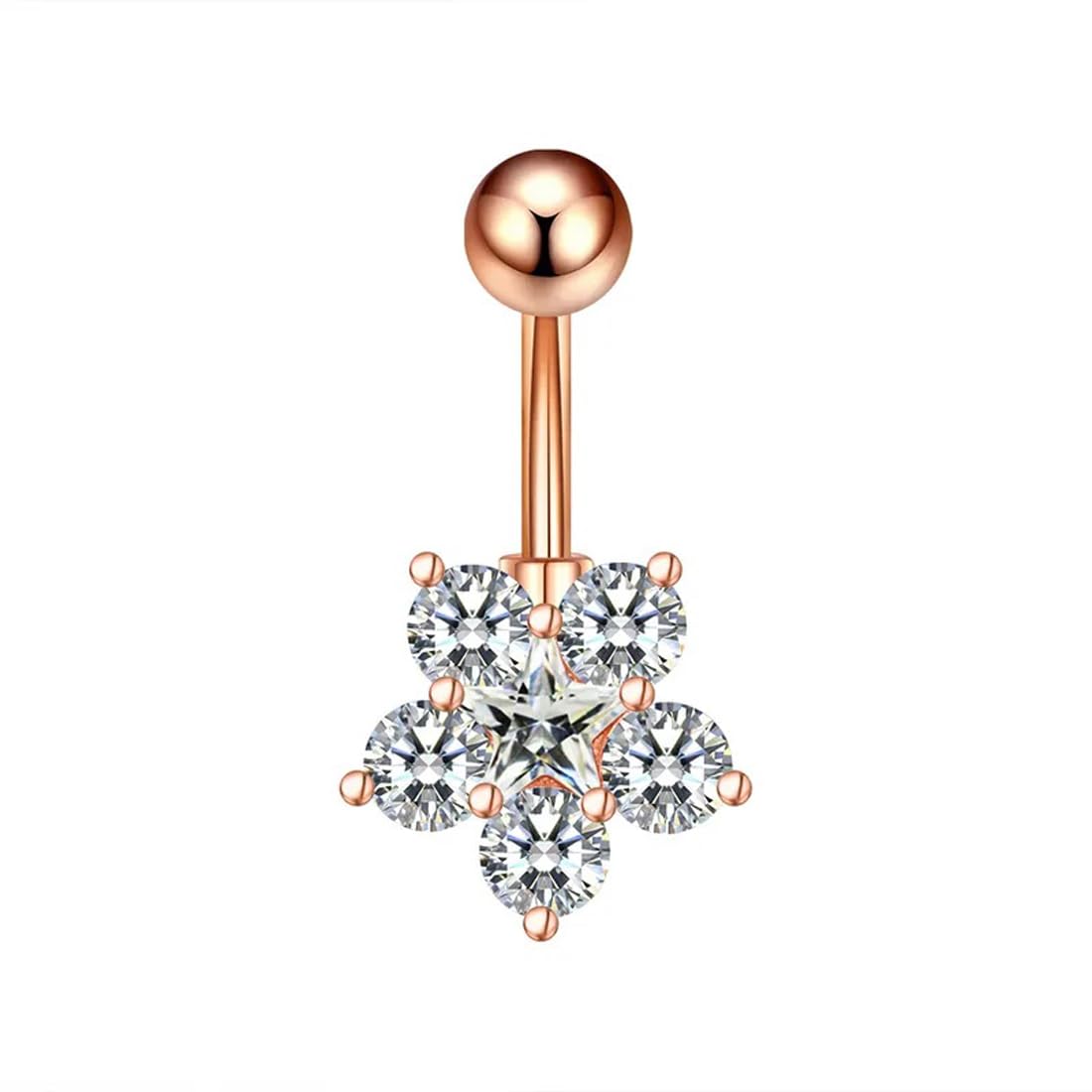 sorellaz Womens Navel Belly Button Piercing Rosegold American Diamond Ring: Pack of 1 (SRFAJW/A234-rgad)-picture-12