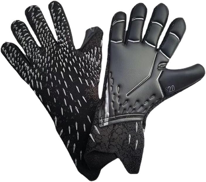 PLbSe Soccer Goalkeeper Gloves Goalie Training Gloves Strong Grip Anti-Slip and Breathable for Adults and Children (Black,8)
