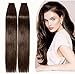 Extension Capelli Veri Biadesivo 40 Fasce 100g 50cm 2 Marrone Scuro Lunghi Lisci Naturali Umani Tape in Remy Human Hair Extensions Adesive