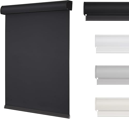 Changshade Persianas enrollables opacas sin cordones con cajón, oscurecimiento de la habitación, pantalla enrollable de fácil instalación, persianas