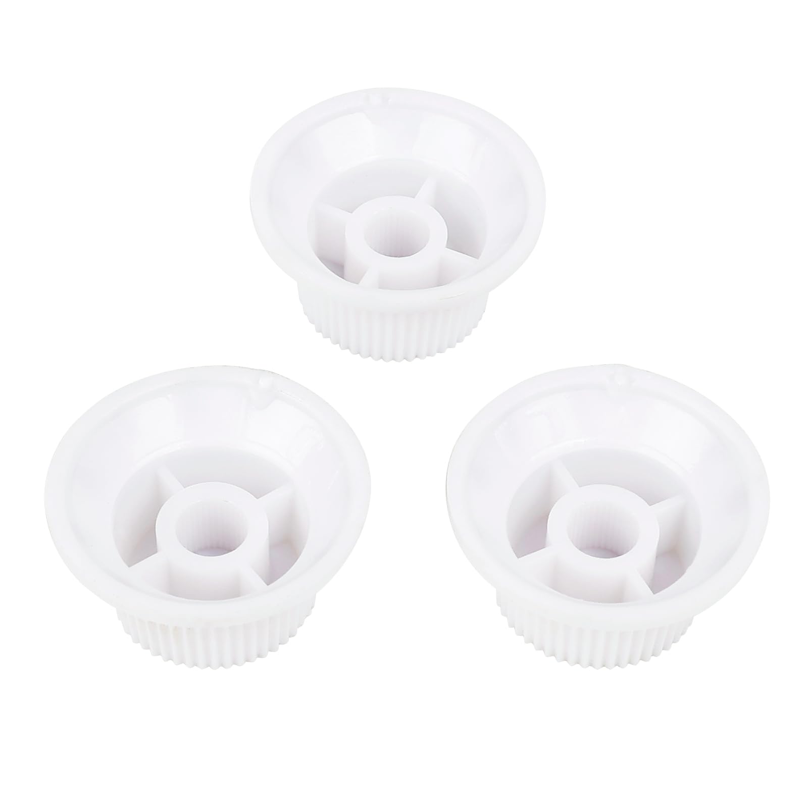 Banworks Electric Guitar Control Knobs 2 Tone and 1 Volume Knobs Speed Knobs Top Hat Metric 6mm (15/64") 18-Spline for Squier Strat Electric Guitars Pack of 3 JT/XN-04 White - Image 4