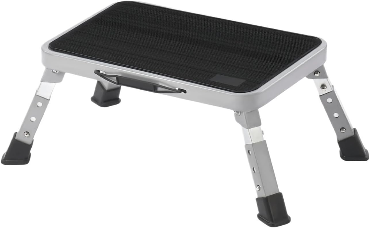 Folding Stool Multifunctional Office Footstool Changing Shoes Bathroom Anti-Slip Mat Car Washing Fishing(Folding -Gray)