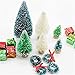 Iceyyyy 56 Pcs Artificial Mini Christmas Trees Set - Miniature Sisal Frosted Christmas Trees Bottle Brush Trees for DIY Crafts Home Table Top Decor