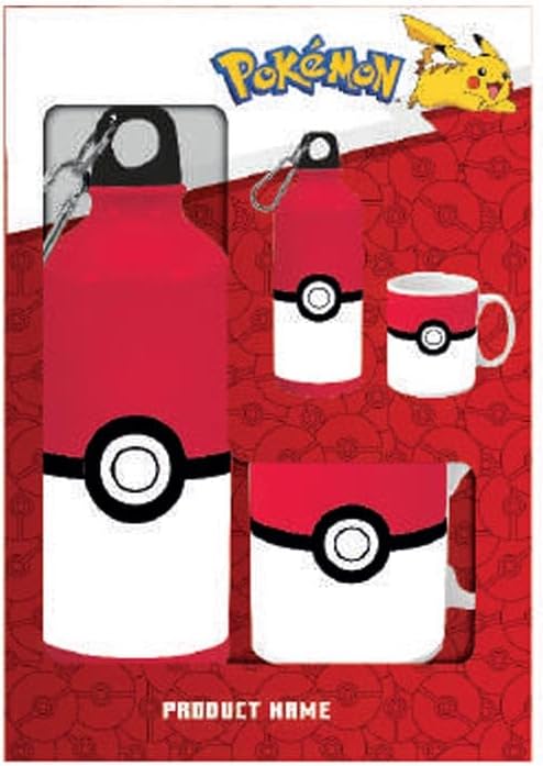 Kids Licensing Cup and Aluminium Drinking Bottle Set, 500 ml, Pokémon, Colourful