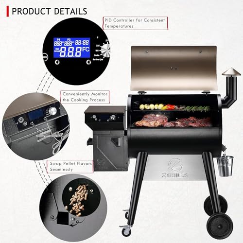 Z GRILLS 2025 Upgrade 8-in-1 Electric Wood Pellet Grill & Smoker with PID V3.0 Controller, LCD, 697 Sq In,Meat Probes, Easy Hopper Clean-out & Grill Cover - Image 2