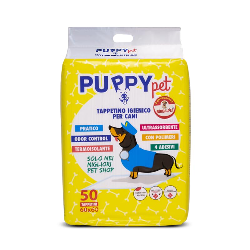 PUPPYPET - TAPPETINI IGIENICI ASSORBENTI PER CANE F.TO 60X60 200 PZ IN CONFEZIONI DA 50 PZ