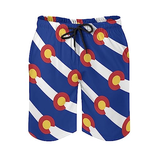 Colorado Flag Mens Swim Trunks Quick Dry Beach Shorts Casual Sports Board Shorts Swimwear with Pocket2