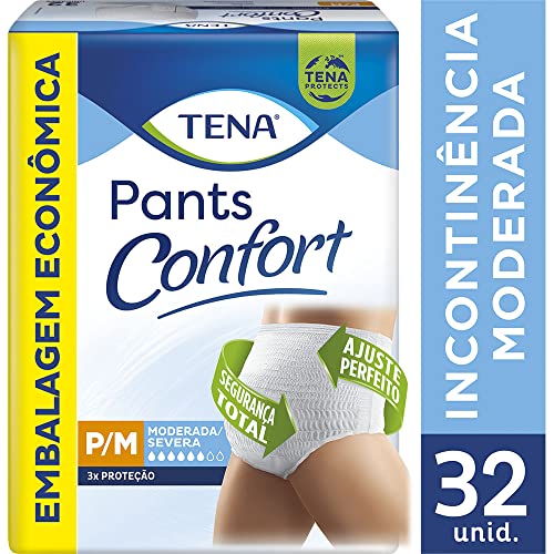 Tena Pants Confort, Roupa Íntima para Incontinência Urinária, P/M - 32 unidades